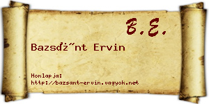 Bazsánt Ervin névjegykártya